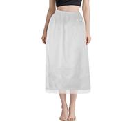 XDGBGFN Half Slips Women Petticoat Underskirt Lace Long Elastic Satin Underslips for Nightdress, Under the Long Skirt (UK, Alpha, M, Regular, Regular, Standard, White)