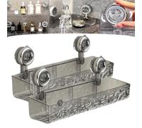 XDGJTBFMY Raidley No Drill Clear Wall Caddy, 2024 New Light Luxury Style Glacier Pattern Suction Cup Shelf, No Drill Clear Shower Caddy Wall Caddy, Raidley Bathroom Storage Shelf (2pcs A)