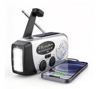 XDGJTBFMY Wind Up Solar Radio, Emergency Hand Crank Self Powered AM/FM | Survival Solar Weather Radio with LED Flashlight,SOS Alarm,2000mAh Emergency Power Bank for Smart Phone