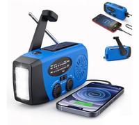 XDGJTBFMY Wind Up Solar Radio, Emergency Hand Crank Self Powered AM/FM | Survival Solar Weather Radio with LED Flashlight,SOS Alarm,2000mAh Emergency Power Bank for Smart Phone