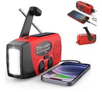 XDGJTBFMY Wind Up Solar Radio, Emergency Hand Crank Self Powered AM/FM | Survival Solar Weather Radio with LED Flashlight,SOS Alarm,2000mAh Emergency Power Bank for Smart Phone