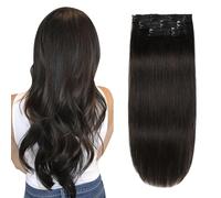 XDhair Real Hair Extensions Clip Natural Black Extensions Real Hair Extensions Real Hair 120 g 55 cm Clip-In Extensions #1B (#1B-22 Inches)