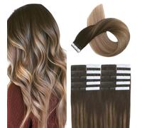 XDhair Tape In Hair Extensions 20Pcs 50G 14Inch Balayage Dark Brown to Chestnut Brown and Dirty Blonde Seamless Skin Weft Glue Hair Extensions for Women(#2/618,14Inch)