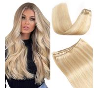 XDhair Weft Hair Extensions Human Hair Weave Hair Extensions 14Inch 80g Soft Hair Sew in Weft Hair Extensions Caramel Blonde Mixed Platinum Blonde Hair Weft Extensions Real Human Hair#27p60 14inch