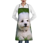 XDHFFJUCK Bichon On The Grass Cooking Apron, Anti-Fouling Apron With Pocket Lock Edge 1 Pocket In The Middle Washable For Kitchen, Hotels, Kitchens, Beverage Shops, Restaurants And Barbecue Shops.