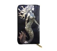 XDHFFJUCK Black Mermaid Leather Wallets Stylish Men's Wallet Money Clip, Fold Wallet, Card Holder, Billfold, Travel Wallet, E-Wallet, Storable Pocket for Credit Cards Notes and Coins