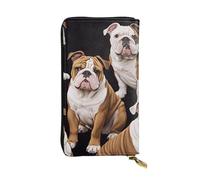 XDHFFJUCK English Bulldogs Leather Wallets Stylish Men's Wallet Money Clip, Fold Wallet, Card Holder, Billfold, Travel Wallet, E-Wallet, Storable Pocket for Credit Cards Notes and Coins