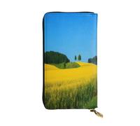 XDHFFJUCK Rape Flower Field Leather Wallets Stylish Men's Wallet Money Clip, Fold Wallet, Card Holder, Billfold, Travel Wallet, E-Wallet, Storable Pocket for Credit Cards Notes and Coins
