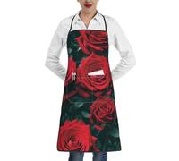 XDHFFJUCK Red Rose Cooking Apron, Anti-Fouling Apron With Pocket Lock Edge 1 Pocket In The Middle Washable For Kitchen, Hotels, Kitchens, Beverage Shops, Restaurants And Barbecue Shops.