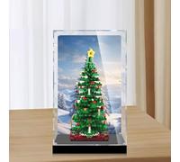 XDHVBES Acrylic Display Case for Lego 40573 Christmas Tree Model, LED Lighting Kit, Clear, 7.68 x 7.68 in, Tabletop Mount