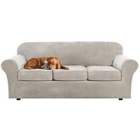 XDKS 3 Seater Velvet Sofa Cover With 3 Separate Sofa Seat Cushion Covers, Stretch Couch Cover Non-Slip Sofa Slipcovers for Living Room Furniture Protector