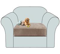 XDKS Removable Sofa Couch Covers with Elastic Bottom, Stretch Velvet Sofa Seat Cushion Cover, Washable Furniture Slipcovers Protector for Kids and Pets (Taupe,1-Seater)