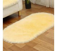 XDKS Shaggy Faux Fur Sheepskin Rug Oval Super Soft Plush Fluffy Faux Sheepskin Area Rug,Washable Sofa Floor Rugs Floor Carpet for Living Room Bedroom (Oval 60×90cm,Cream Color)