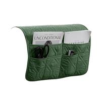 XDKS Sofa Armrest Organizer Caddy Anti-Slip Armchair Storage Bag Remote Control Holder for Recliner Couch with Pockets for Cellphone Magazines Glasses Space Saver Bag (Green)