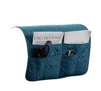 XDKS Sofa Armrest Organizer Caddy Anti-Slip Armchair Storage Bag Remote Control Holder for Recliner Couch with Pockets for Cellphone Magazines Glasses Space Saver Bag (Teal)