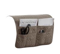 XDKS Sofa Armrest Organizer Caddy Anti-Slip Armchair Storage Bag Remote Control Holder for Recliner Couch with Pockets for Cellphone Magazines Glasses Space Saver Bag (Taupe)