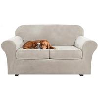 XDKS Velvet Sofa Cover 2 Seater With 2 Separate Sofa Seat Cushion Covers, Non-Slip Sofa Slipcovers for Living Room Furniture Protector