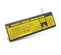 XDL-POWER Large Print Computer Keyboard,Wired USB Keyboard High Contrast Big Print Letter with Yellow Keys High Contrast Yellow Keyboard Makes Type Easy