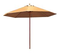 XDLEDMKIZ 2.7M/8.9Ft Wooden Garden Parasol, Octagonal Sun Shade Umbrella Foldable Waterproof For Beach/Pool/Patio Tent Canopy Sun Shater Good-Black-A