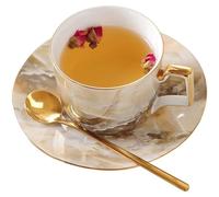XDLEDMKIZ Ceramic Cup 250ml Marb Coffee Cup and Saucer Luxury Bone China English Afternoon Tea Black Tea Flower Tea Cup Tea Set Personalized Creative Ceramic Coffee Cup T