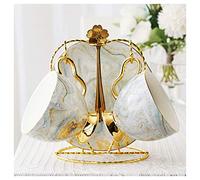 XDLEDMKIZ Espresso Cups Set European style Small Luxury High end Ceramic Coffee Cup and Saucer Set With Holder British Bone China Flower