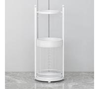 XDLEDMKIZ Multifunctional Iron Umbrella Holder Portable Metal Storage Rack for Entryway and Hallway Stylish White Hollow Design Umbrella Stand SpaceSaving