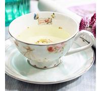 XDLEDMKIZ Smart Mug Tea Cup Saucer Set Bone Coffee Cup Floral Pattern Ceramic Teacup Porcelain Afternoon Tea Milk Tea Cup