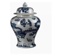 XDLEDMKIZ Vase Ceramic vase Ginger Jar Vase Jar Flower Vase Ceramic Antique Vases Ginger Jars with Lid for Home Blue and White Chinese Porcelain-A-18 * 31cm