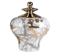 XDLEDMKIZ Vase Decorative Vase Decor Ceramic Ginger Jar With Gold Lid Marble Pattern Decorative Porcelain Jars Temple Jar With Lids Flower Vases Ginger Jars Storage Jar -A-21 * 30c