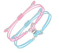 xdlhghe Butterfly Bracelets for Women Friendship Couples Matching Best Friend Bracelets For 2 Boyfriend Girlfriend Jewelry Gifts, L, Brass, no gemstone