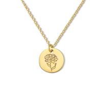 xdlhghe Flower Necklace for Women Engraved Floral Coin Pendant Birth Gold Silver Jewelry Necklace, Stainless Steel, No Gemstone