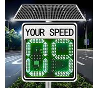XDLYWUZIQ 24'' Radar Speed Display Sign,Solar Powered LED Radar Feedback Sign,Flashing Speed Limit Indicator,LED Digital Solar Speed Detector,Speed Display Radar Traffic Sign White-2DigitDisplay
