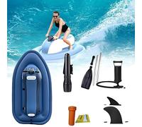 XDLYWUZIQ Inflatable Jet Ski with 500W Scooter and Paddle,10000mAh Battery, Remote Control,150kg Load Capacity, Dual-Fin Watercraft for Pool/Lake/Ocean Blue-500W16000mAh