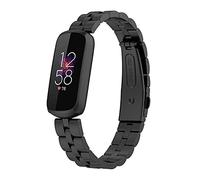 XDMEI for Fitbit Luxe/Special Edition Replacement Bands Stainless Steel Classic Durable Solid Link Watch Strap Spare Parts Wristbands (Black)