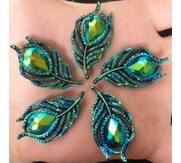 XDMING 10PCS AB Resin 3D Black Peacock Feathers Flatback Rhinestone Wedding Scrapbook DIY for Clothing Gem Appliques Crafts