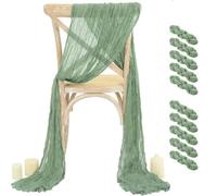 XDMING 10pcs Sage Green Cheesecloth Chair Sashes 40X275CM Bow Cover Chair Sashes for Wedding Party Banquets Restaurant Aisle Decoration