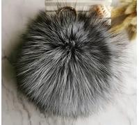 XDMING 13CM Fluffy Real Ball Pom Poms Fur Pompom Keychain Key Chain Metal Ring Pendant For Women