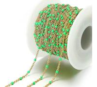 XDMING 2Meters Stainless Steel Gold Enamel Drip Oil Chain Beads Link Chains for DIY Jewelry Making Supplies Necklace Craft Accessories