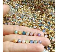 XDMING 50pcs 4mm Gold Back Multi Mixed Round Pearl Mini Buttons Tiny For Dolls Crafts Scrapbooking DIY