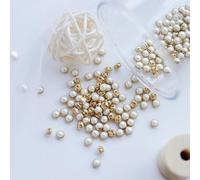 XDMING 50pcs 5mm Silver/Gold Back White Pearl Round Mini Buttons Tiny For Dolls Crafts Scrapbooking DIY
