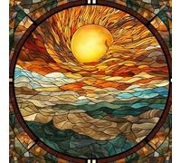 XDMING Custom size Glass Films,Stained Glass Stickers Static Cling,Frosted Privacy Print Retro Vintage Scenery Window Door Home Decor