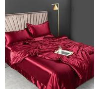 XDMING Mulberry Silk Bedding Set Bed Sheets and Pillowcases King Size Bedding Sets Soft Skin Friendly Silky Bed Sets