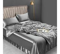XDMING Mulberry Silk Bedding Set Bed Sheets and Pillowcases King Size Bedding Sets Soft Skin Friendly Silky Bed Sets