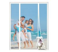 XDMYGTT Anti Mosquito Mesh Fly Curtain, White Double Door Screen Curtain for Sliding Door with Powerful Magnets and Full Frame Magic Tape, for Patio Door, French Door, Shut Automatically, 150x210cm