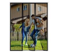 XDMYGTT Magnetic Fly Screen Door, Double Opening Fly Screens for Doors, Magnetic Curtain Mosquito Protection Double Door, Keep Fly Bug Out, Black Stripe, 240x200cm