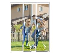 XDMYGTT Magnetic Fly Screen Door, Double Opening Fly Screens for Doors, Magnetic Curtain Mosquito Protection Double Door, Keep Fly Bug Out, White, 150x220cm