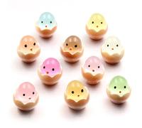 XDNHD 10Pcs 18 * 21mm Mix Color Luminous Chick Egg Cute Resin Cabochons Charms Flatback DIY Crafts Scrapbooking Decoration Accessories