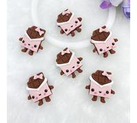 XDNHD 50pcs 25 * 20mm Cute Resin Cabochons Charms Flatback mini Lovely little chocolate For Hair Bow Centers DIY Scrapbooking Decoration