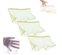XDone 3 PCS Ice Silk Sexy Mesh Boxer Shorts - Transparency Breathable and Seamless Underwear See Through Hollow Briefs for Stylish Men (Green,XL)