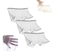 XDone 3 PCS Ice Silk Sexy Mesh Boxer Shorts - Transparency Breathable and Seamless Underwear See Through Hollow Briefs for Stylish Men (Grey,M)